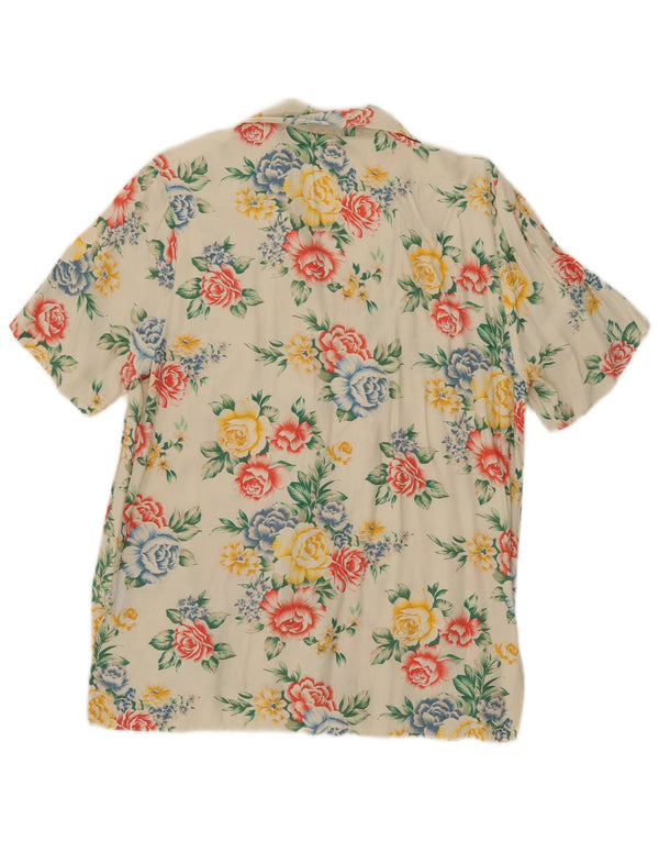 Camicetta oversize a maniche corte da donna vintage UK 10 piccolo floreale beige