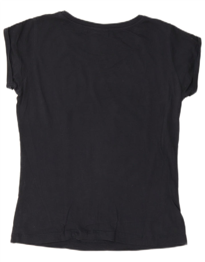 T-shirt grafica da donna Champion Top UK 10 Small Blu Navy