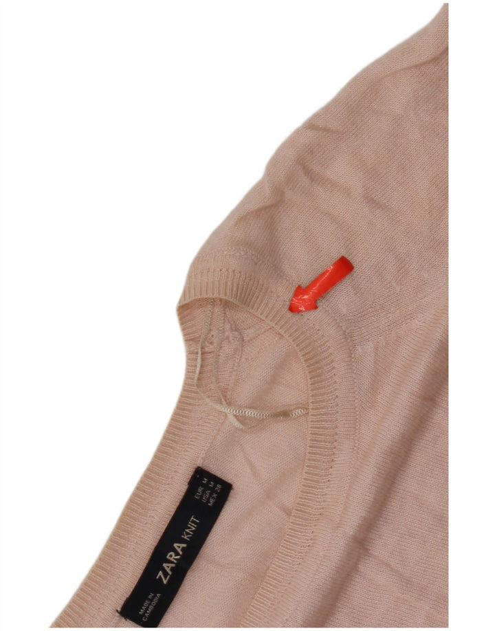 Maglione Zara da donna con scollo a barca UK 14 Viscosa rosa medio