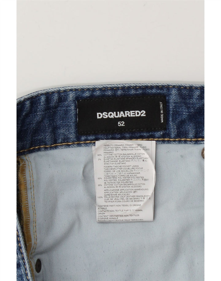 Jeans slim invecchiati da uomo Dsquared2 IT 52 XL W38 L28 cotone blu