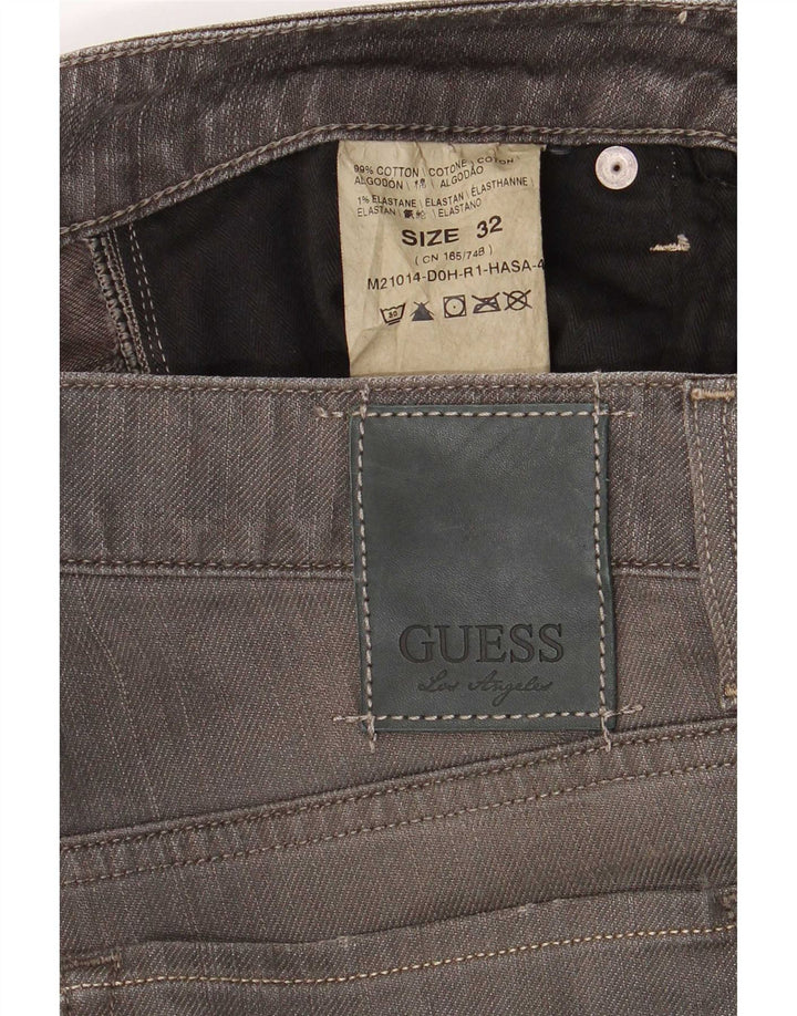 Jeans dritti invecchiati da uomo Guess W32 L32 cotone grigio