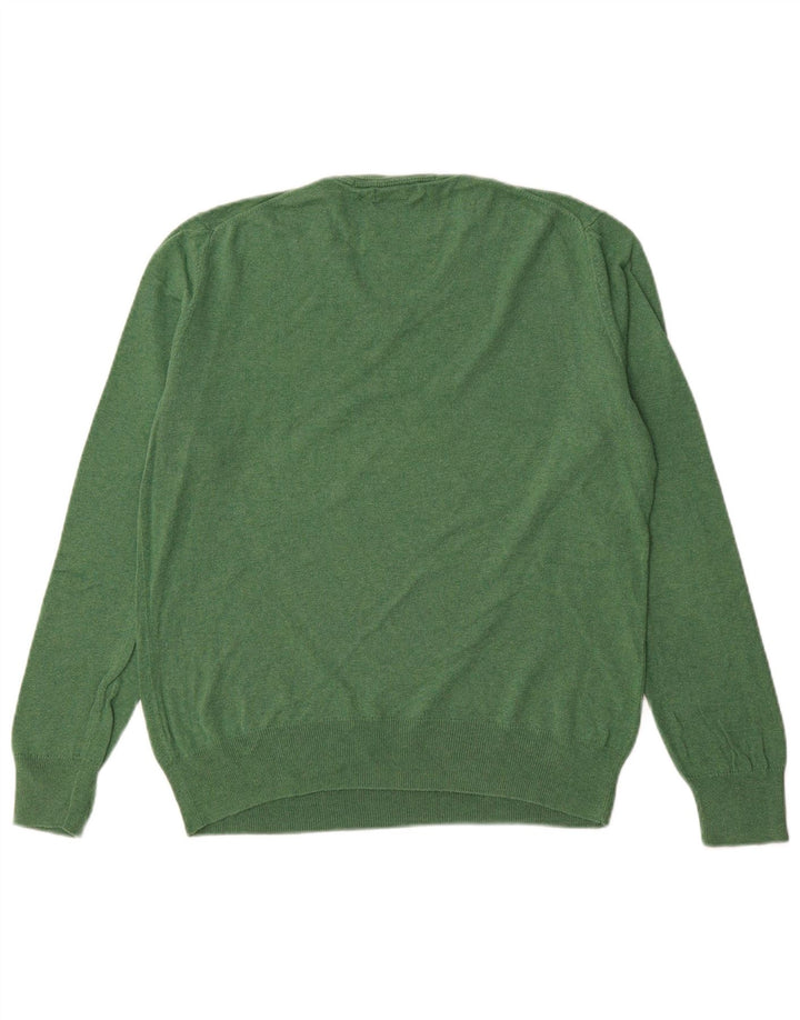 GAP Mens V-Neck Jumper Sweater Small Green