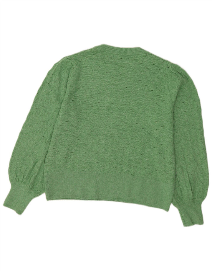 Maglione maglione girocollo da donna Marks & Spencer UK 16 grande poliestere verde