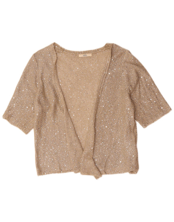 Maglione cardigan a maniche corte da donna Marks & Spencer UK 20 2XL Beige