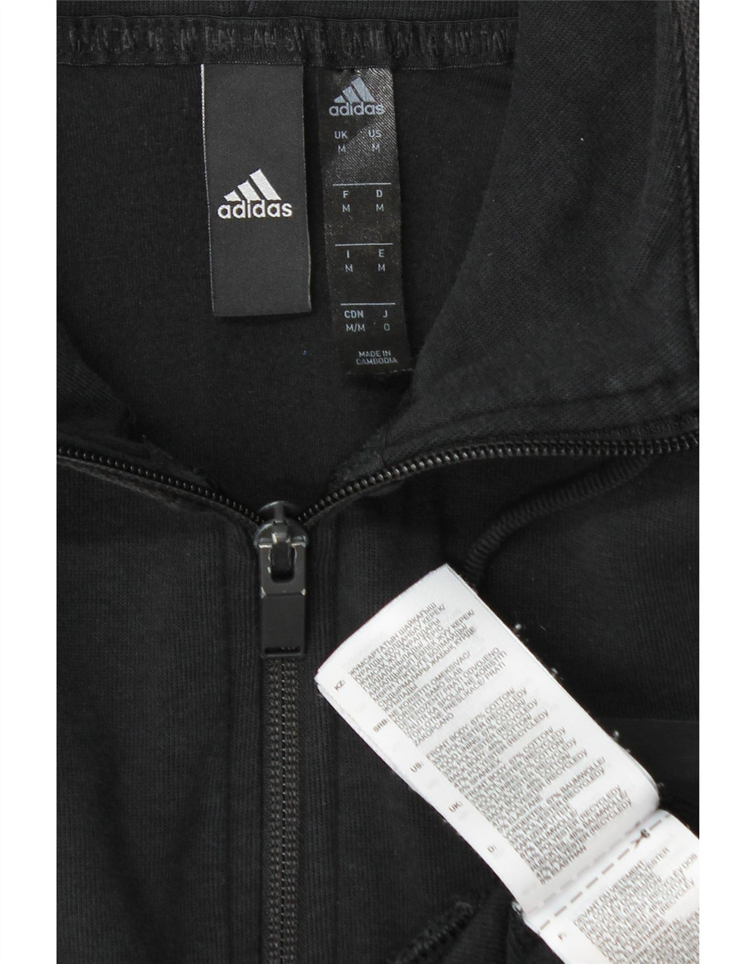 Maglione con cappuccio e zip Adidas da uomo in cotone nero medio