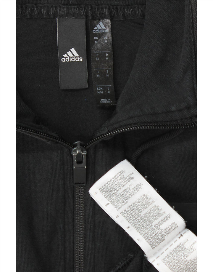 Maglione con cappuccio e zip Adidas da uomo in cotone nero medio