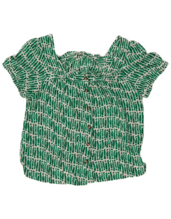 MONSOON Camicetta corta oversize da donna UK 16 Large Green Striped