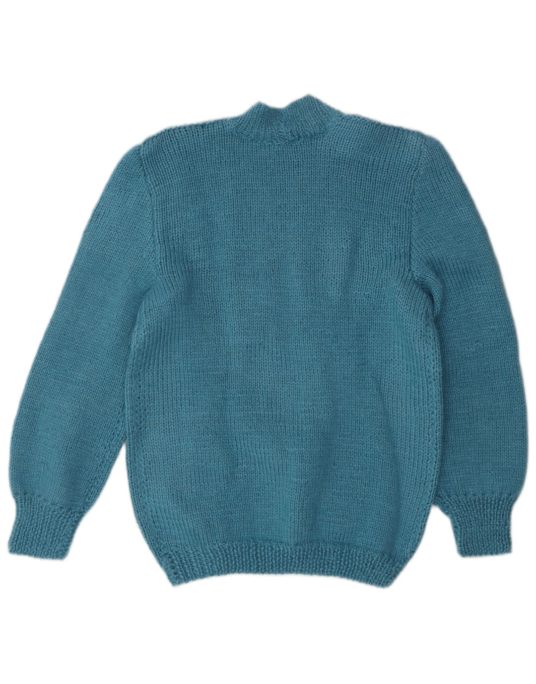 Maglione vintage da donna con collo alto e maglione UK 8 piccolo turchese classico