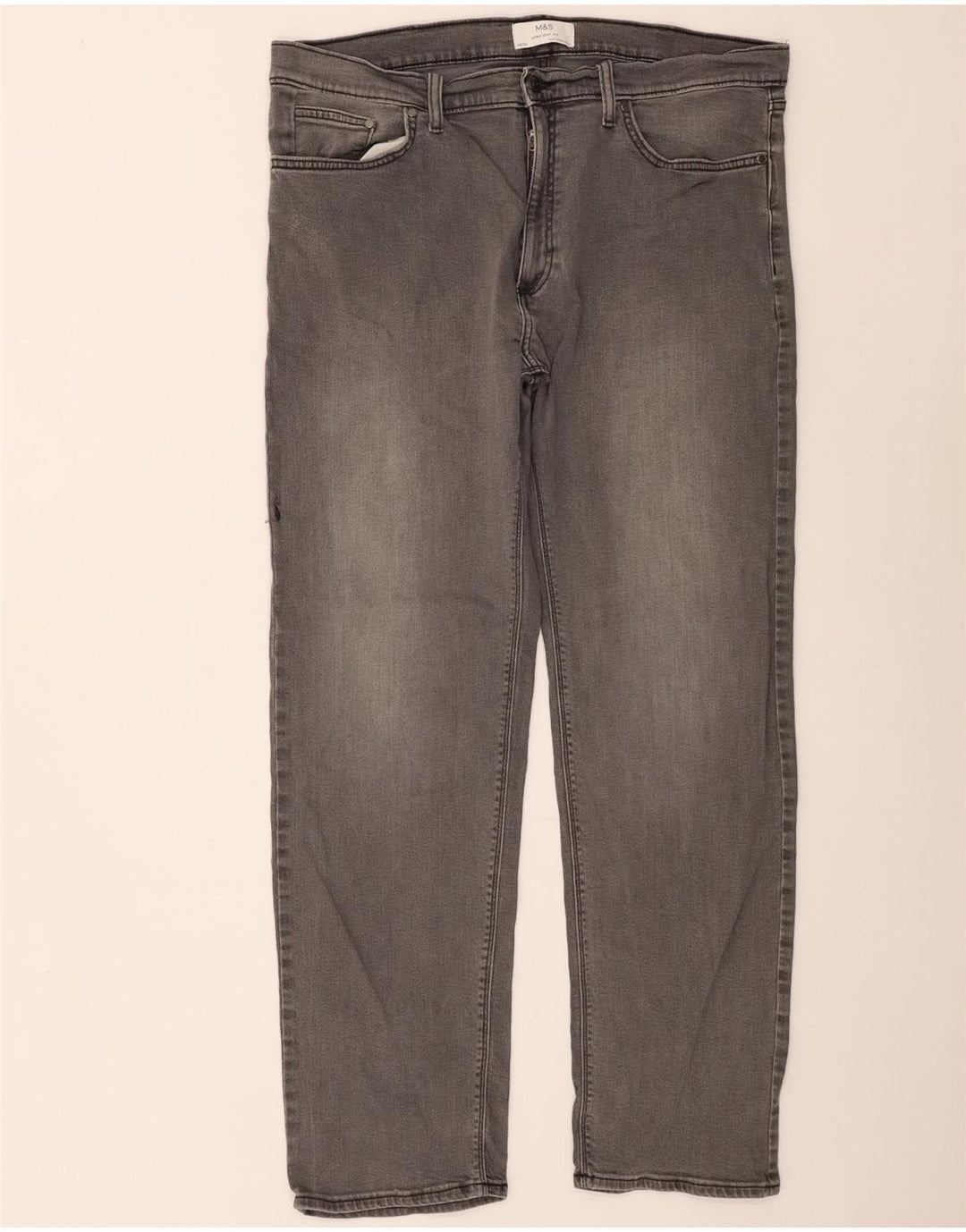 Jeans dritti da uomo Marks & Spencer W38 L33 cotone grigio