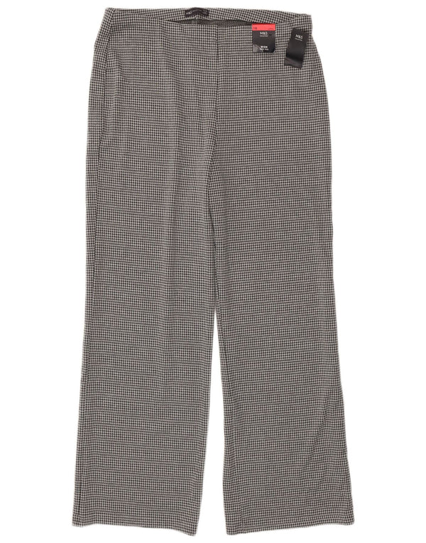 Pantaloni dritti da donna Marks & Spencer UK 18 XL W36 L32 Pied de poule grigio