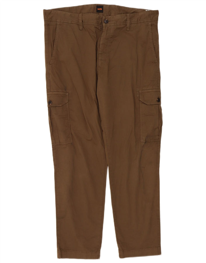Pantaloni cargo slim da uomo Hugo Boss W36 L29 cotone kaki