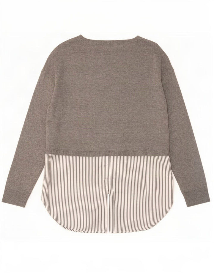 Top tunica a maniche lunghe da donna Zara UK 10 Small Grigio Colourblock Poliestere