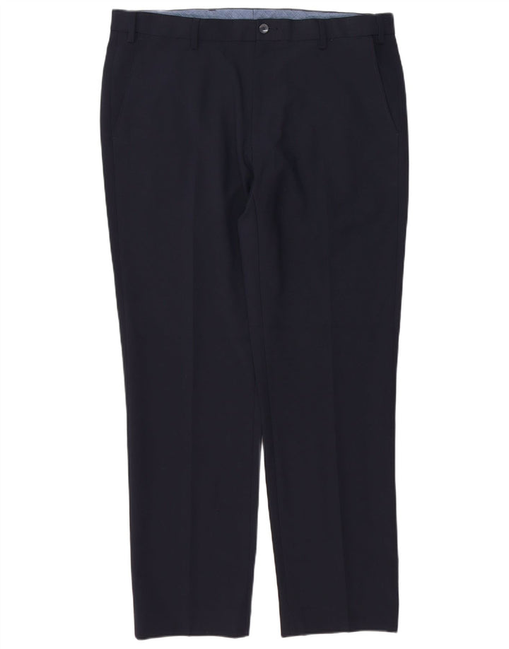 Pantaloni chino vestibilità regolare da uomo Marks & Spencer W36 L31 poliestere blu navy