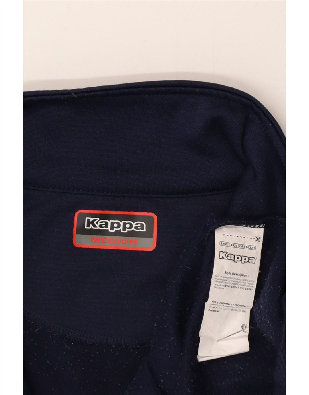 Felpa Kappa da uomo con zip e collo, maglione medio, blu navy, in poliestere