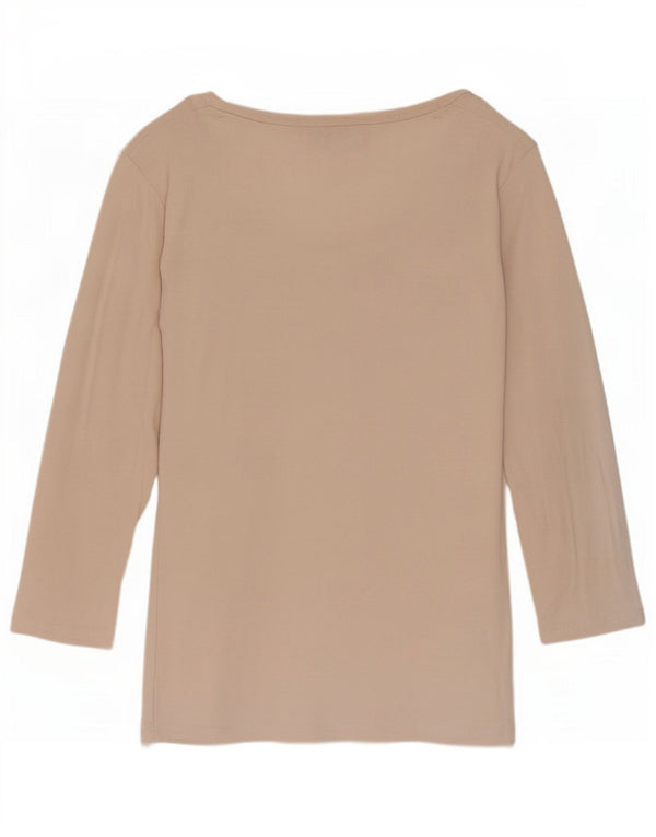 Laura Ashley Top da donna manica 3/4 UK 8 piccolo cotone beige