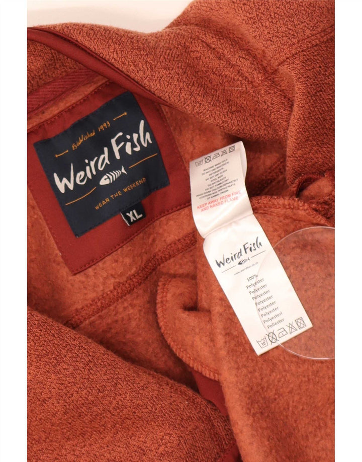 Felpa con collo con zip da uomo Weird Fish Maglione XL Poliestere chiazzato marrone