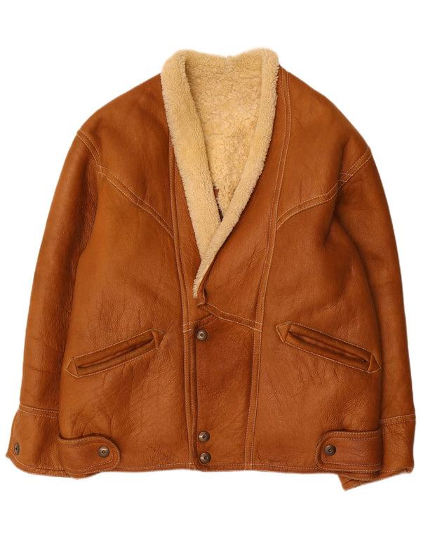 Giacca in shearling vintage da uomo UK 42 XL Shearling marrone