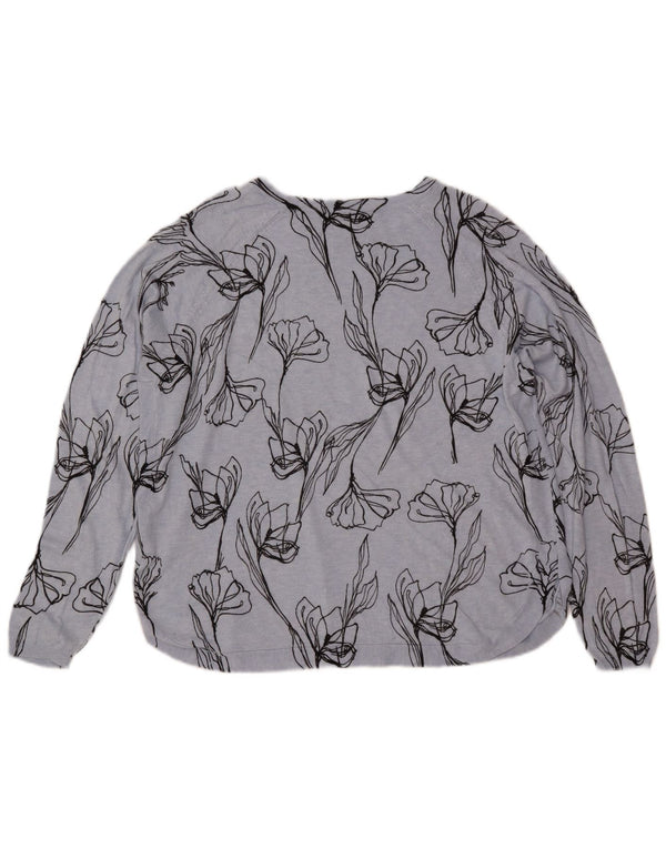 MARKS & SPENCER Maglione da donna con scollo a barca UK 18 XL Blu floreale