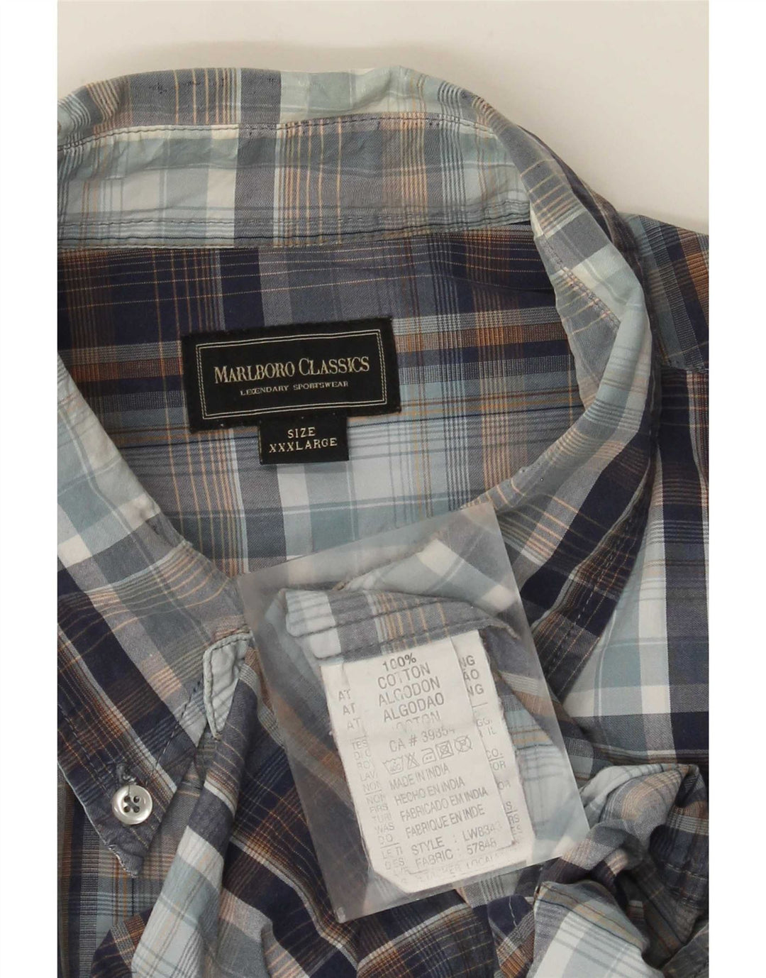 Camicia da uomo Marlboro Classics 3XL cotone a quadri blu navy