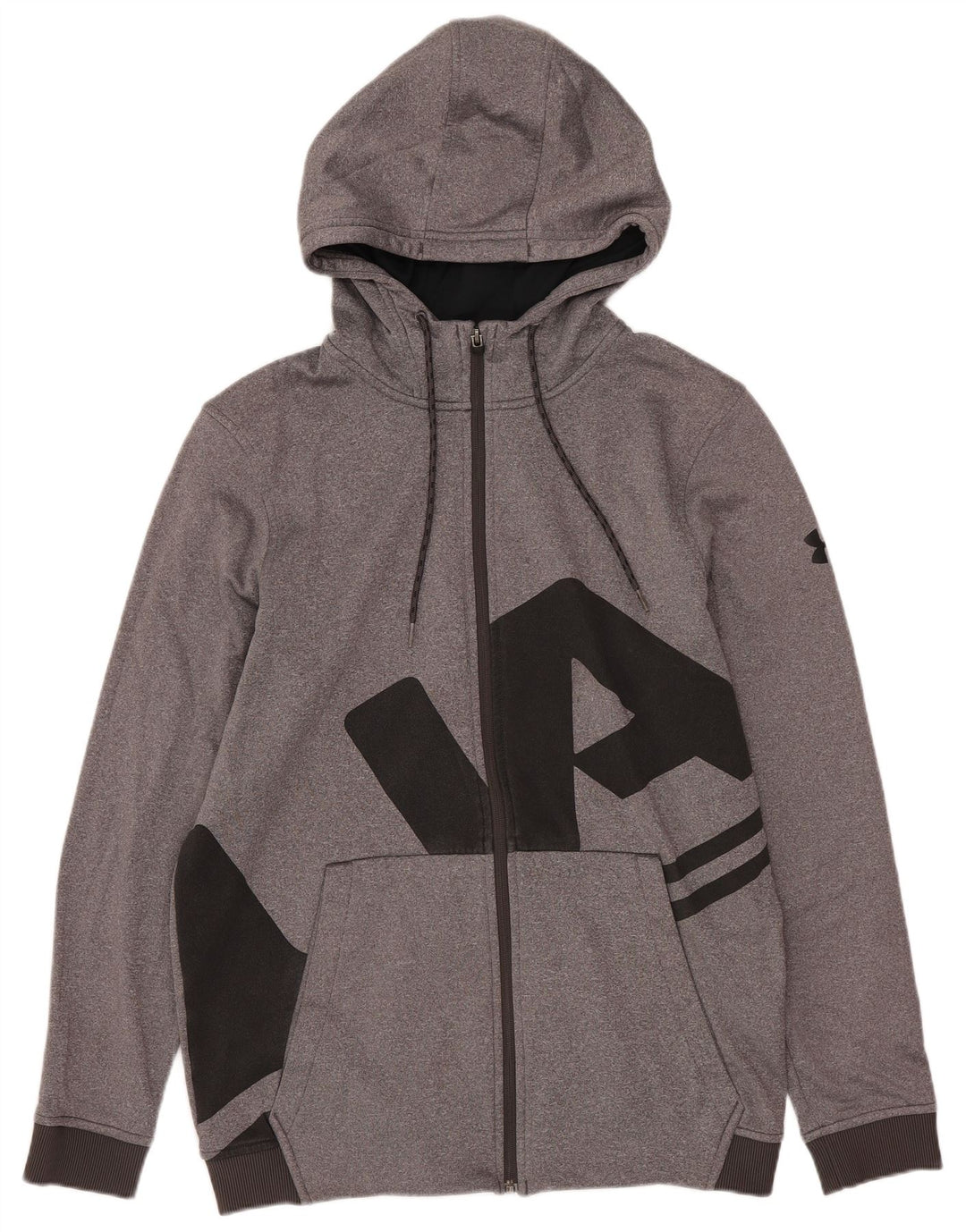 Felpa con cappuccio con zip grafica Under Armour da uomo Cold Gear piccola grigia