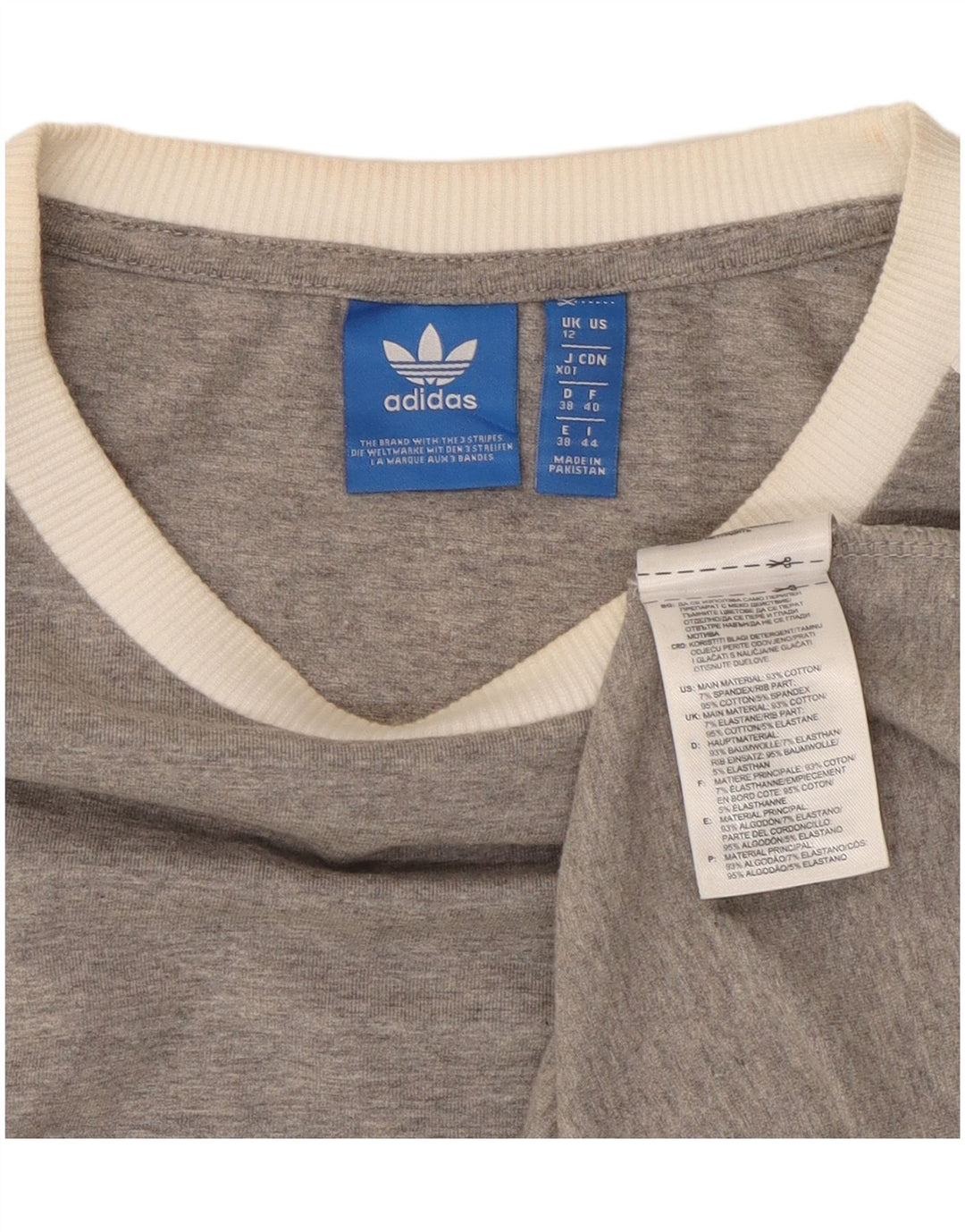 Top Adidas da donna a maniche lunghe UK 12 in cotone chiazzato grigio medio