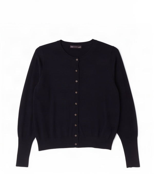 Maglione cardigan da donna Marks & Spencer UK 16 grande viscosa blu navy