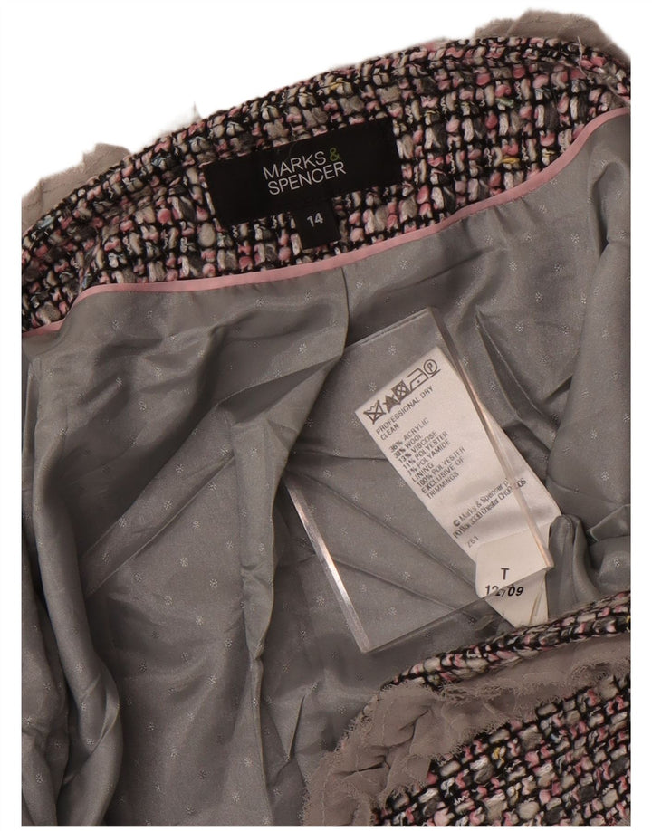 Giacca Bolero con maniche a 3/4 da donna Marks & Spencer UK 14 grigio medio a quadri