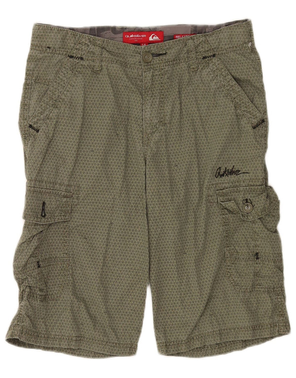 Pantaloncini cargo Quiksilver da ragazzo 13-14 anni W28 cotone geometrico kaki
