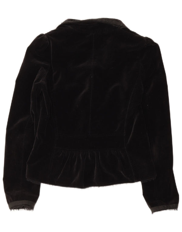 Giacca blazer da donna a 2 bottoni in velluto Whistles UK 8 piccola in cotone nero