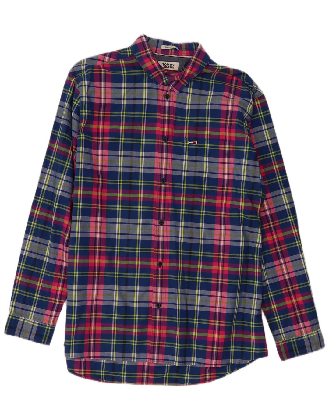 TOMMY HILFIGER Camicia da uomo vestibilità regolare XL in cotone a quadri blu navy