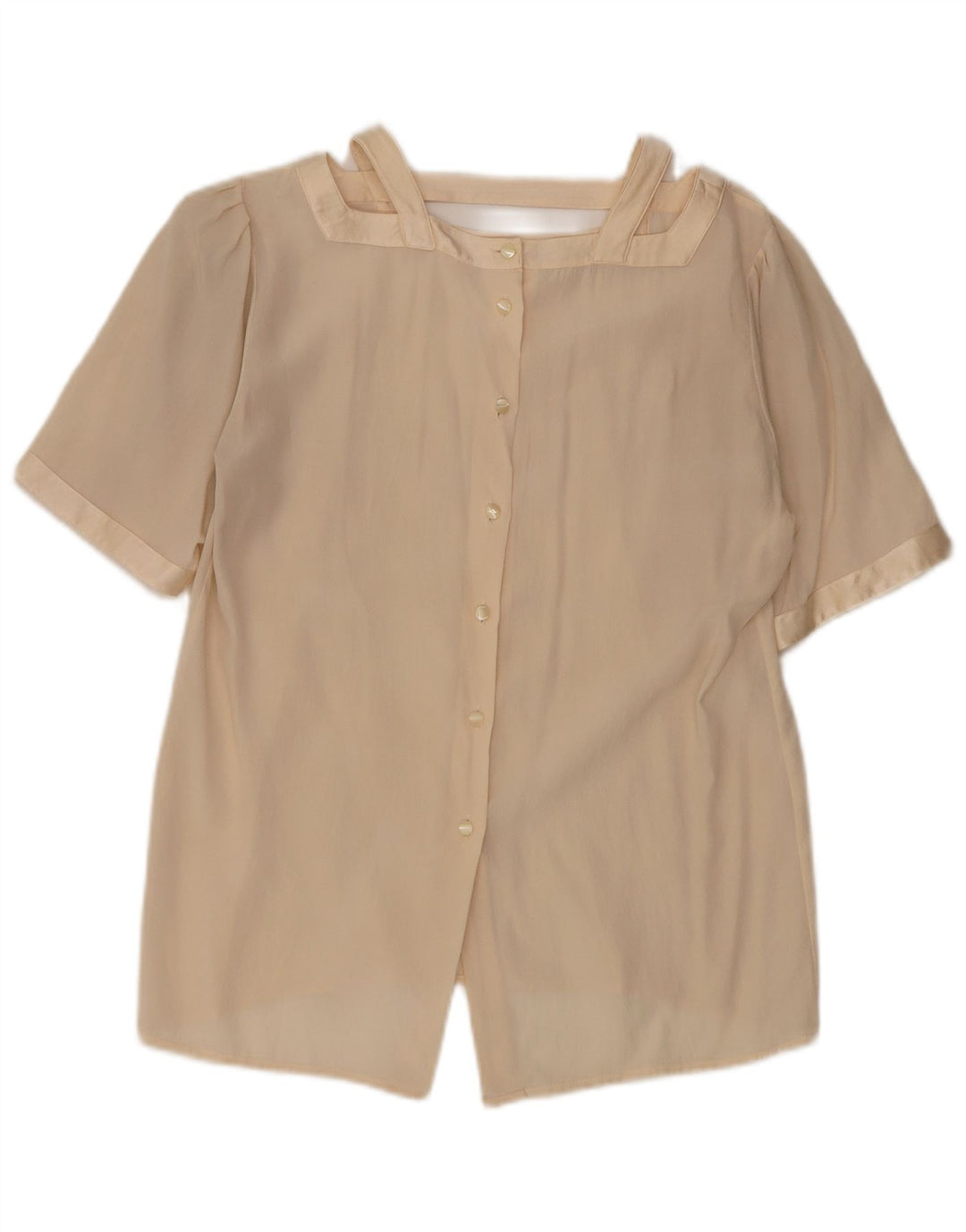 Camicetta camicia a maniche corte da donna vintage UK 12 Beige medio