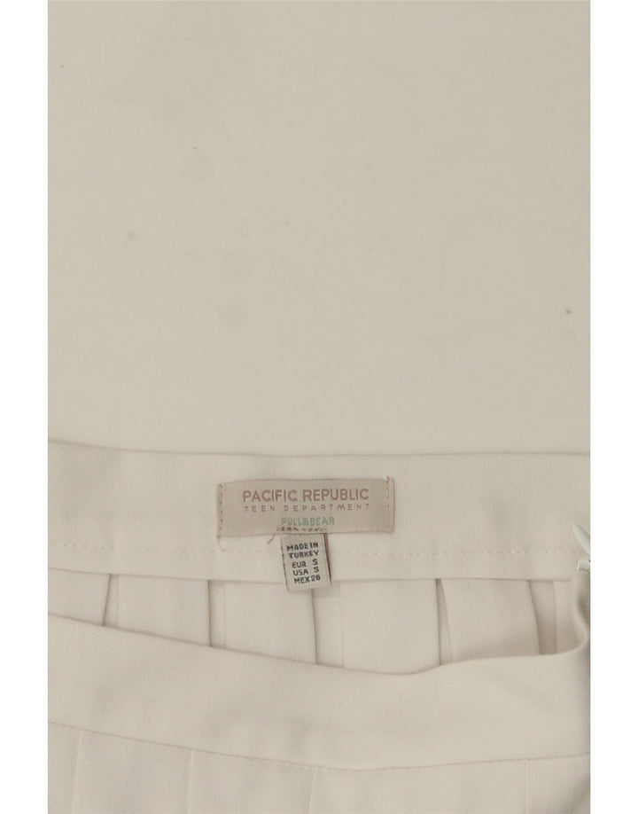Gonna a pieghe mini coltello da donna Pull & Bear piccola W26 bianca