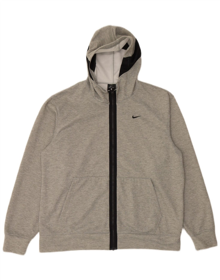 Felpa con cappuccio e zip Nike Dri Fit da uomo, grande, in poliestere chiazzato grigio