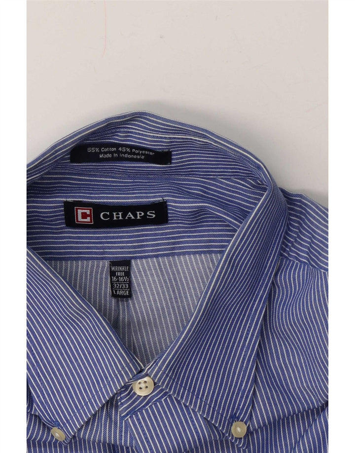 Camicia da uomo Chaps taglia 16 1/2 grande cotone gessato blu