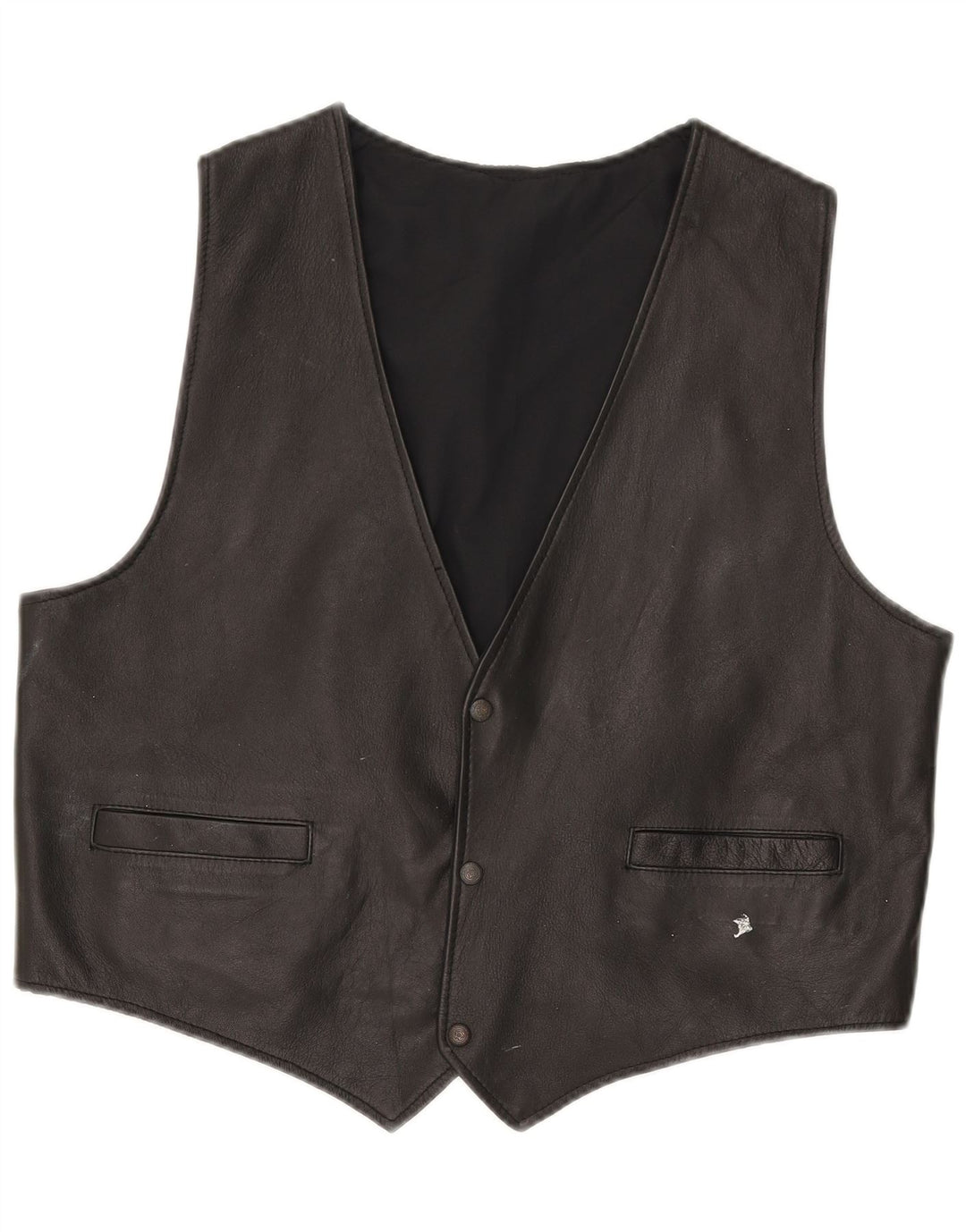 Gilet in pelle da uomo vintage medio nero