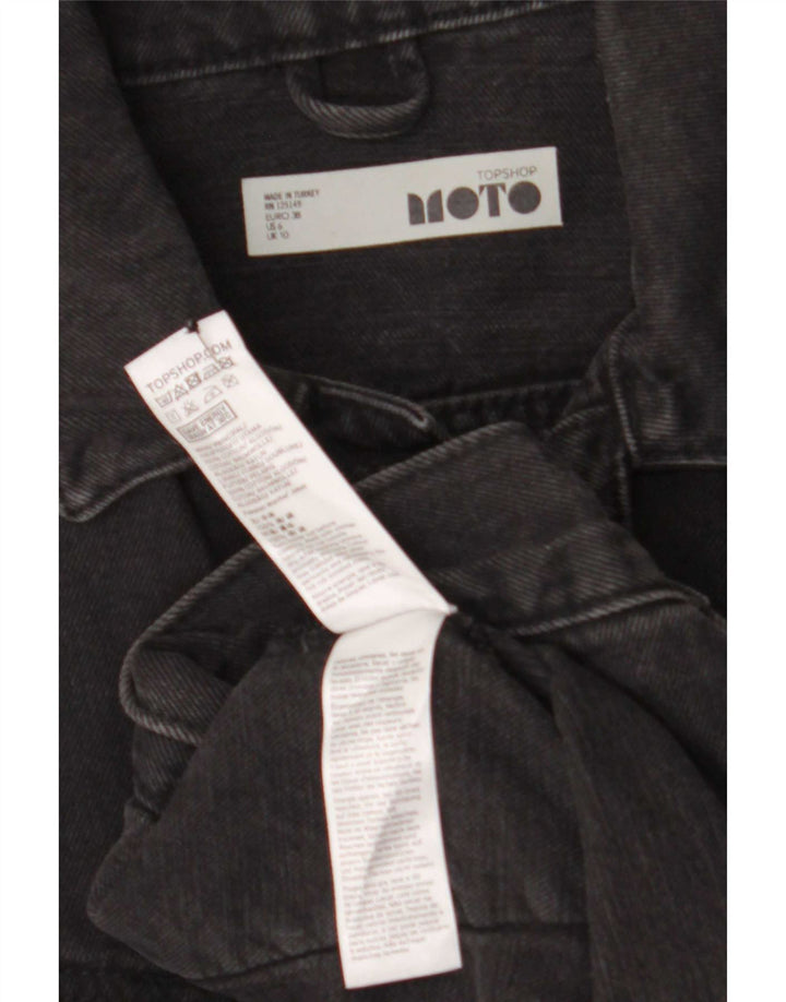 Topshop Giacca di jeans oversize da donna UK 10 piccola in cotone nero