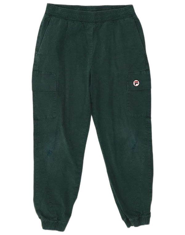 FILA Womens Joggers Cargo Trousers Small W30 L26 Green Pinstripe Cotton