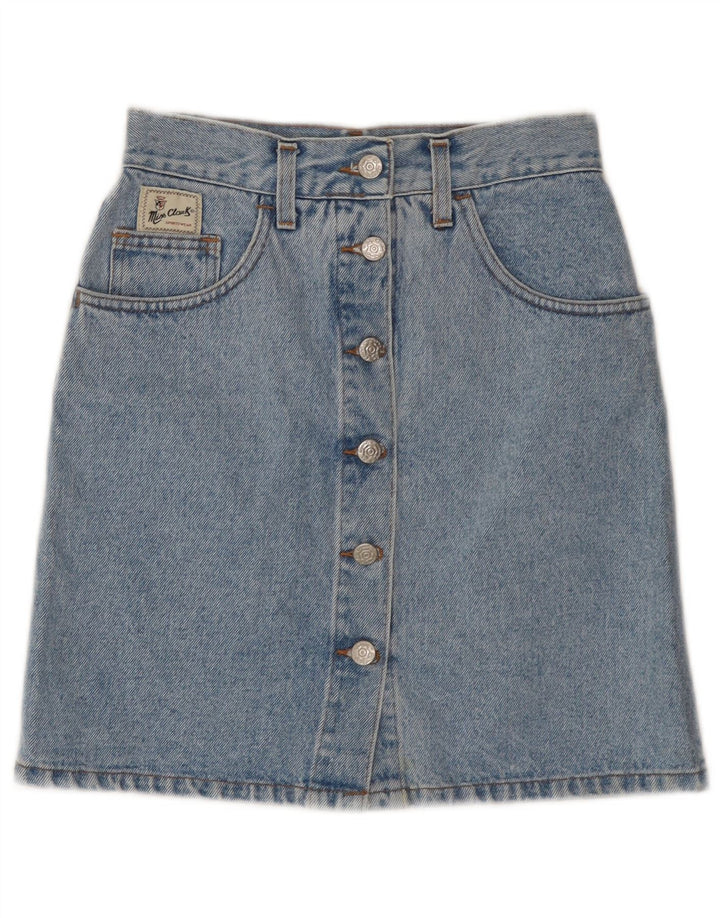 Gonna di jeans vintage da donna IT 40 piccola W25 in cotone blu
