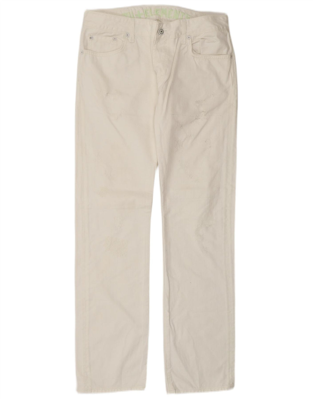 Jeans dritti invecchiati da donna ZU ELEments W32 L34 cotone bianco