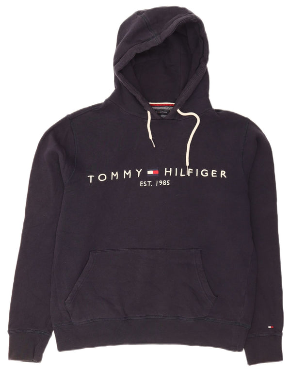 Maglione con cappuccio oversize grafico da donna Tommy Hilfiger UK 10 piccolo blu navy