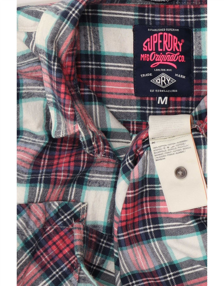 Camicia in flanella da donna Superdry UK 14 cotone a quadri rosso medio