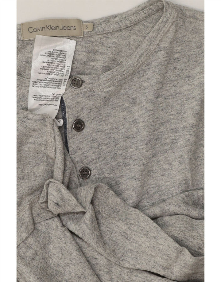 Calvin Klein Jeans Top da uomo a manica lunga piccolo in cotone chiazzato grigio