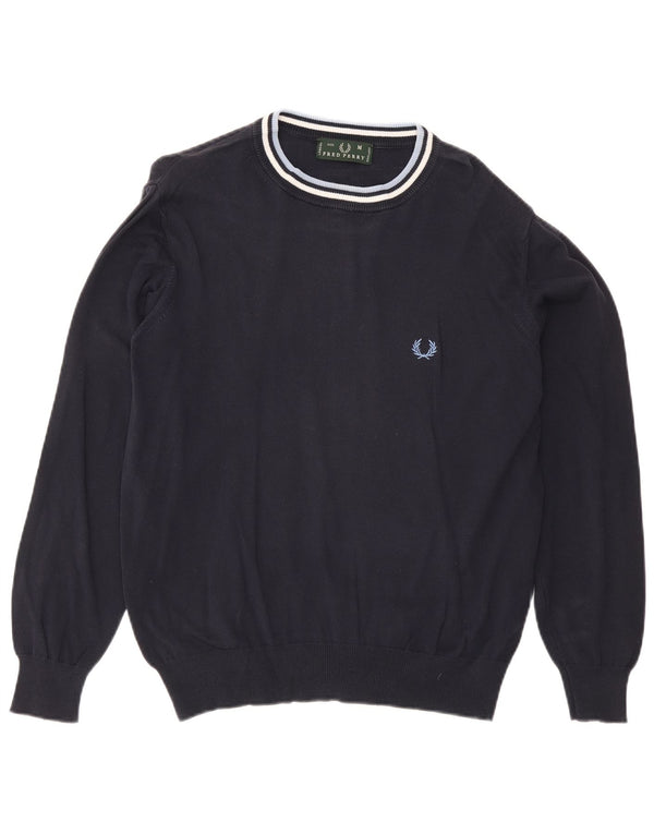 Maglione girocollo da uomo Fred Perry in cotone a righe medie blu navy