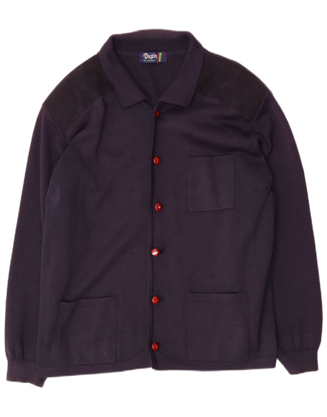 Maglione cardigan vintage da uomo grande blu navy