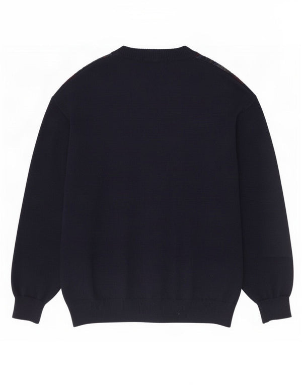 Maglione cardigan da uomo Breidhof IT 54 XL Lana geometrica blu navy