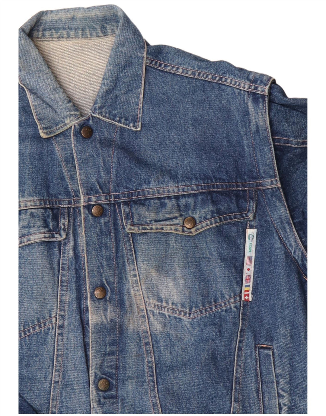 Giacca di jeans vintage da uomo UK 40 grande cotone blu