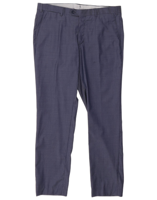 Pantaloni da abito slim da uomo Massimo Dutti EU 42 Large W32 L29 Cotone blu