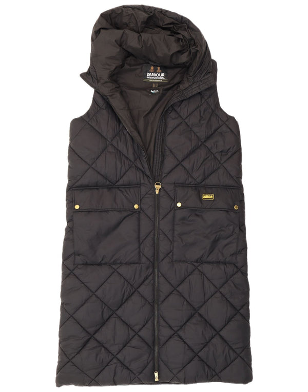Gilet imbottito lungo con cappuccio oversize da donna Barbour UK 12 medio nero