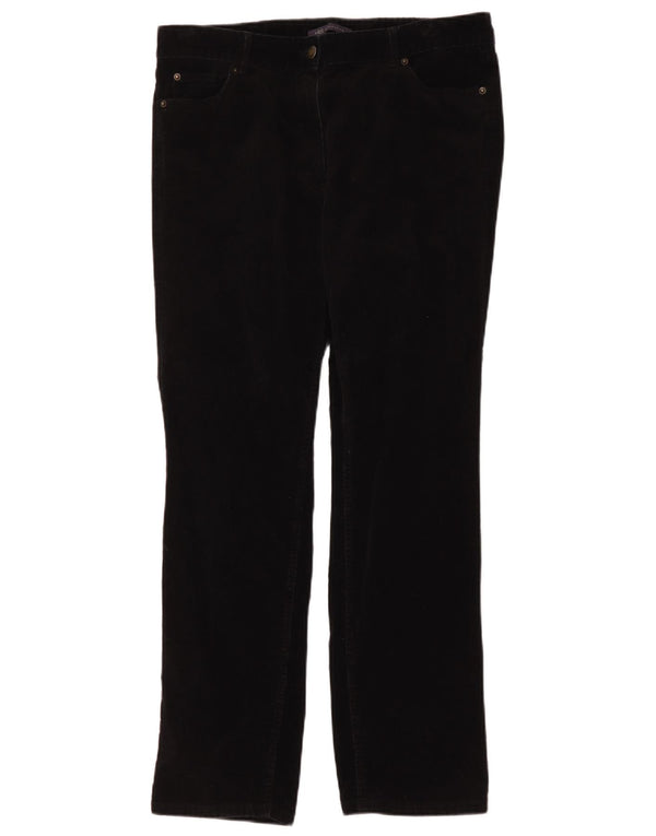 Pantaloni dritti in velluto a coste da donna Marks & Spencer UK 16 Large W32 L29 neri
