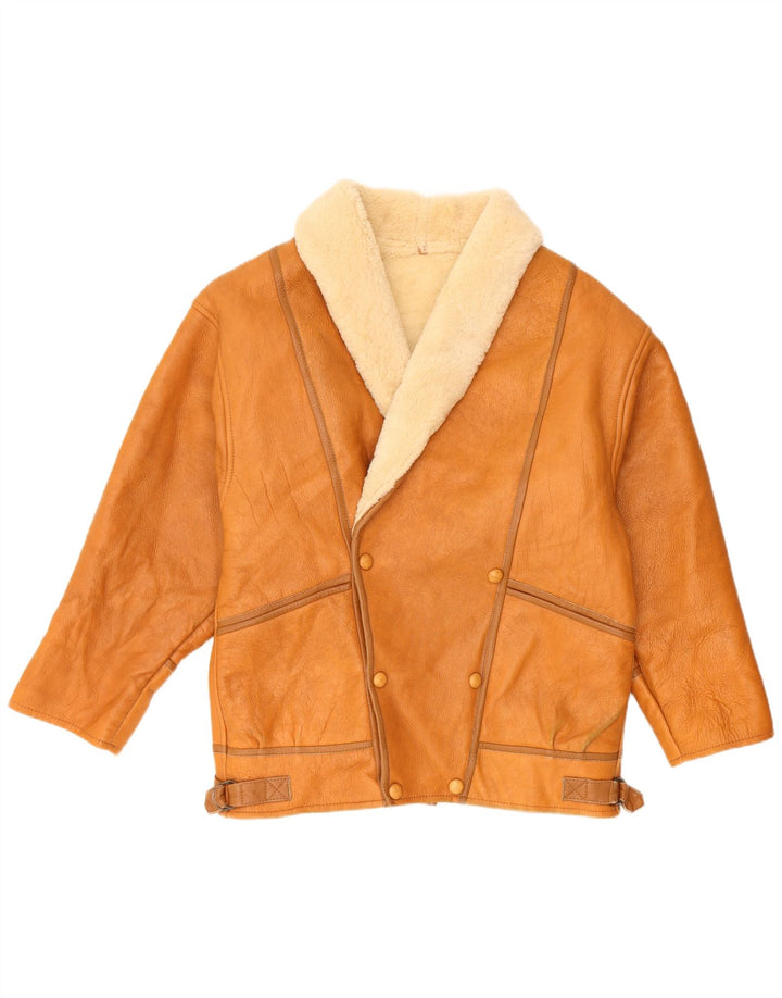 Giacca in shearling vintage da uomo UK 36 piccola marrone